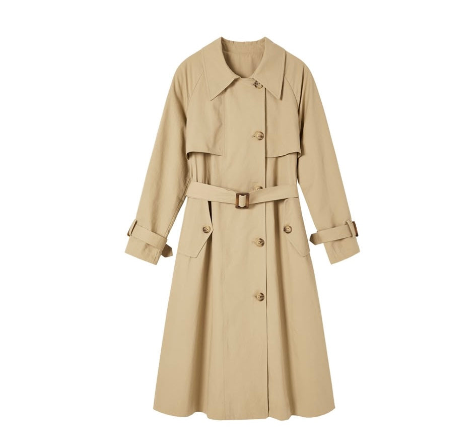 CARMEN | Gabardina midi impermeable en color caqui