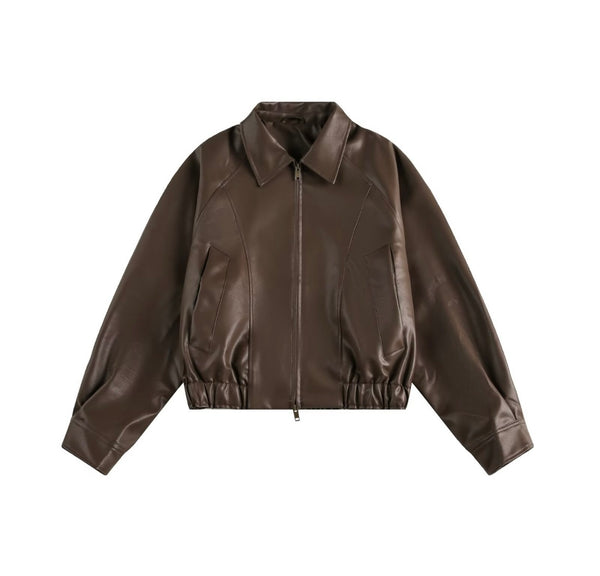 MÓNICA | Chaqueta marrón de corte relajado y cuello solapa