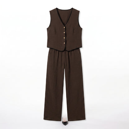LUISA | Conjunto de chaleco y pantalón de pierna ancha