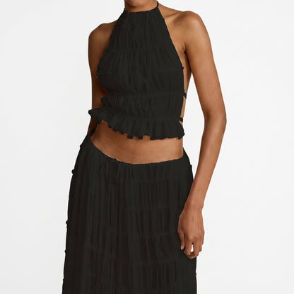 LAURA | Conjunto halter plisado de dos piezas