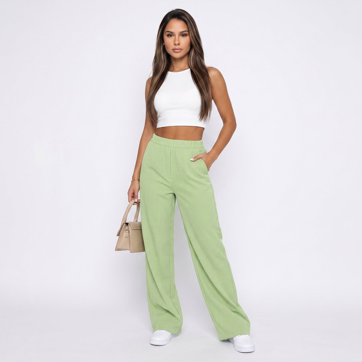 LETICIA | Pantalón de rayas de pierna ancha