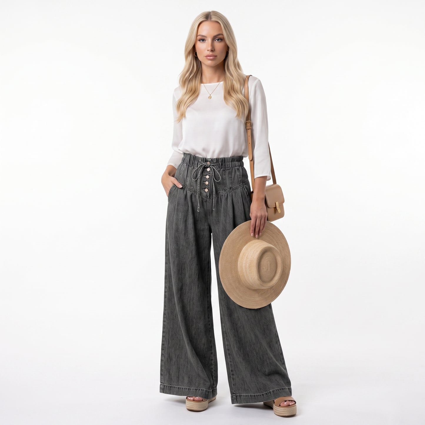 LEYRE | Pantalón de pierna ancha con botones