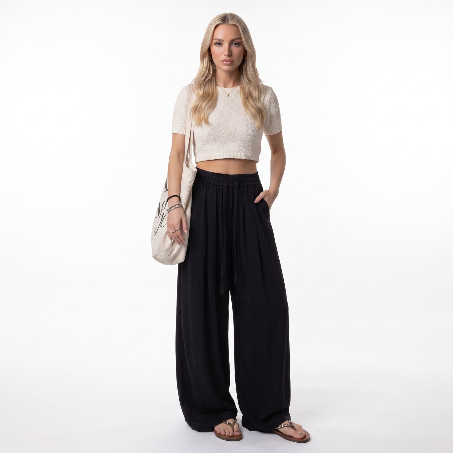 ADELA | Pantalón de lino y algodón de pierna ancha