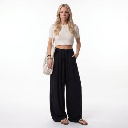ADELA | Pantalón de lino y algodón de pierna ancha