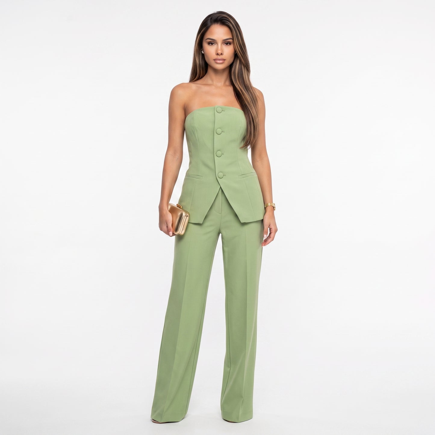 SELENA | Conjunto blazer de hombros descubiertos y pantalón