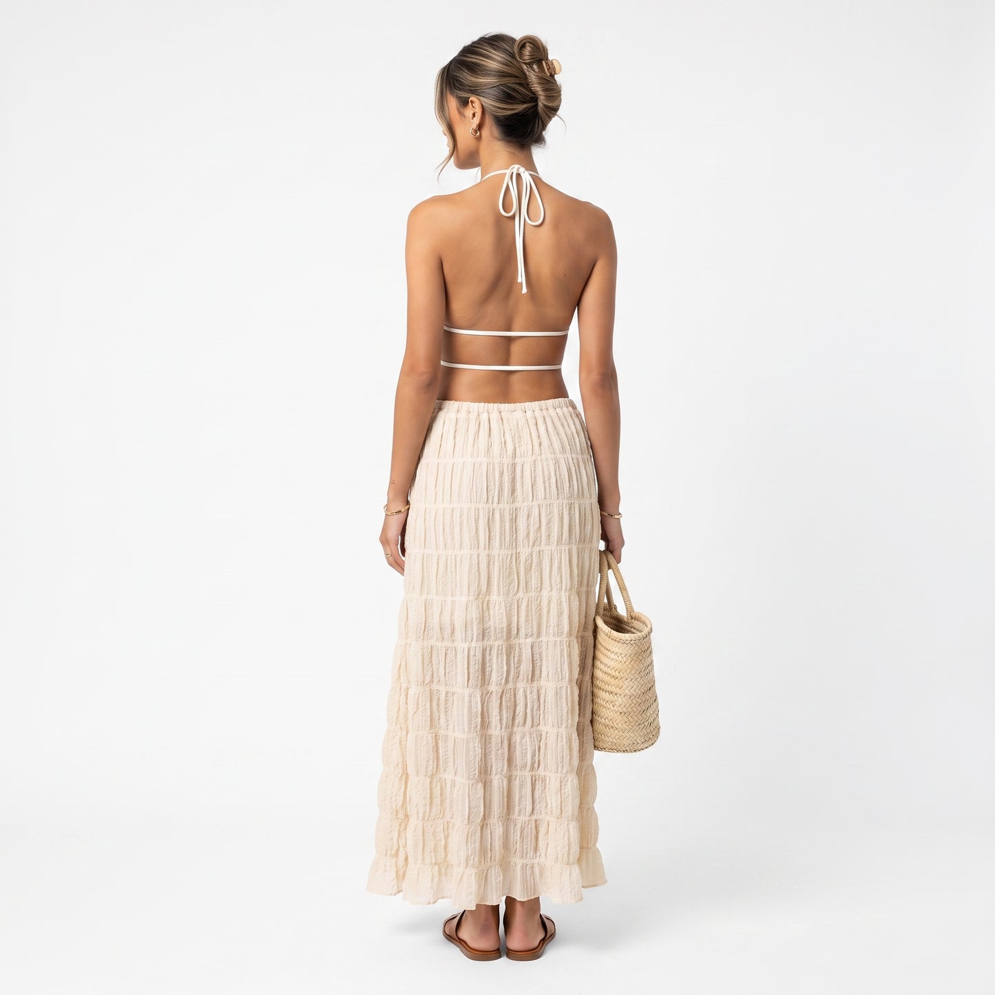 LAURA | Conjunto halter plisado de dos piezas