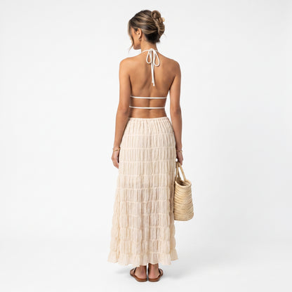 LAURA | Conjunto halter plisado de dos piezas