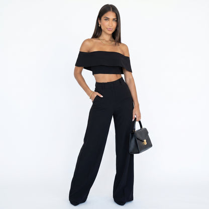GLORIA | Conjunto palabra de honor y pantalón de pierna ancha