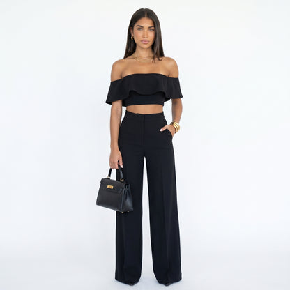 GLORIA | Conjunto palabra de honor y pantalón de pierna ancha