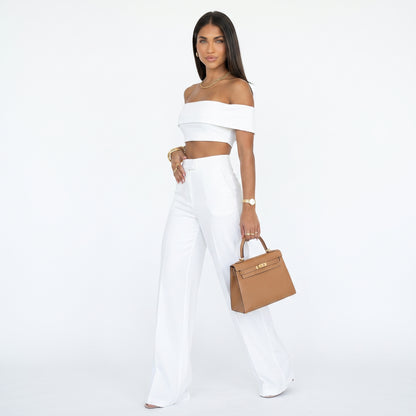 GLORIA | Conjunto palabra de honor y pantalón de pierna ancha