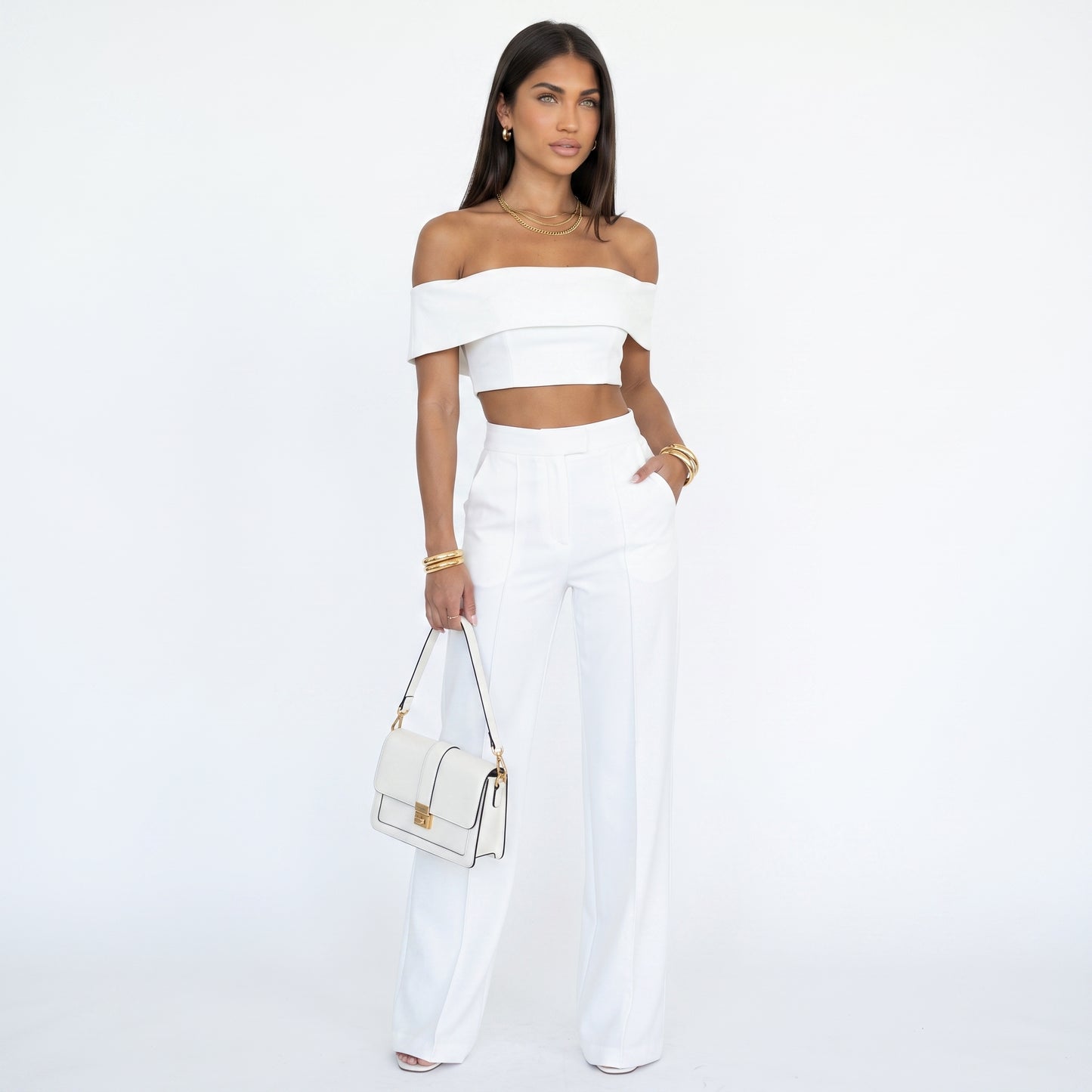 GLORIA | Conjunto palabra de honor y pantalón de pierna ancha