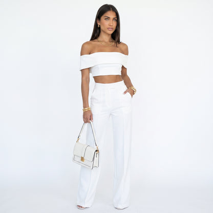 GLORIA | Conjunto palabra de honor y pantalón de pierna ancha