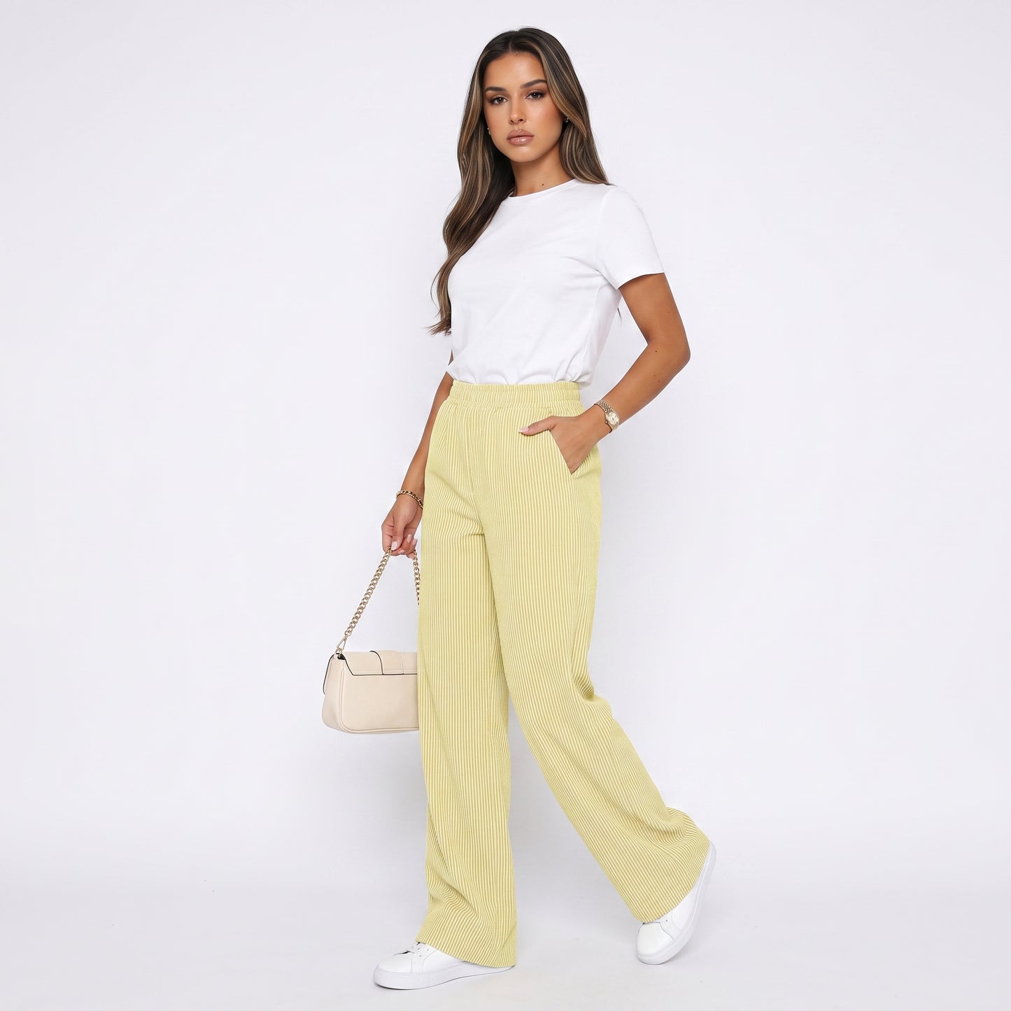 LETICIA | Pantalón de rayas de pierna ancha