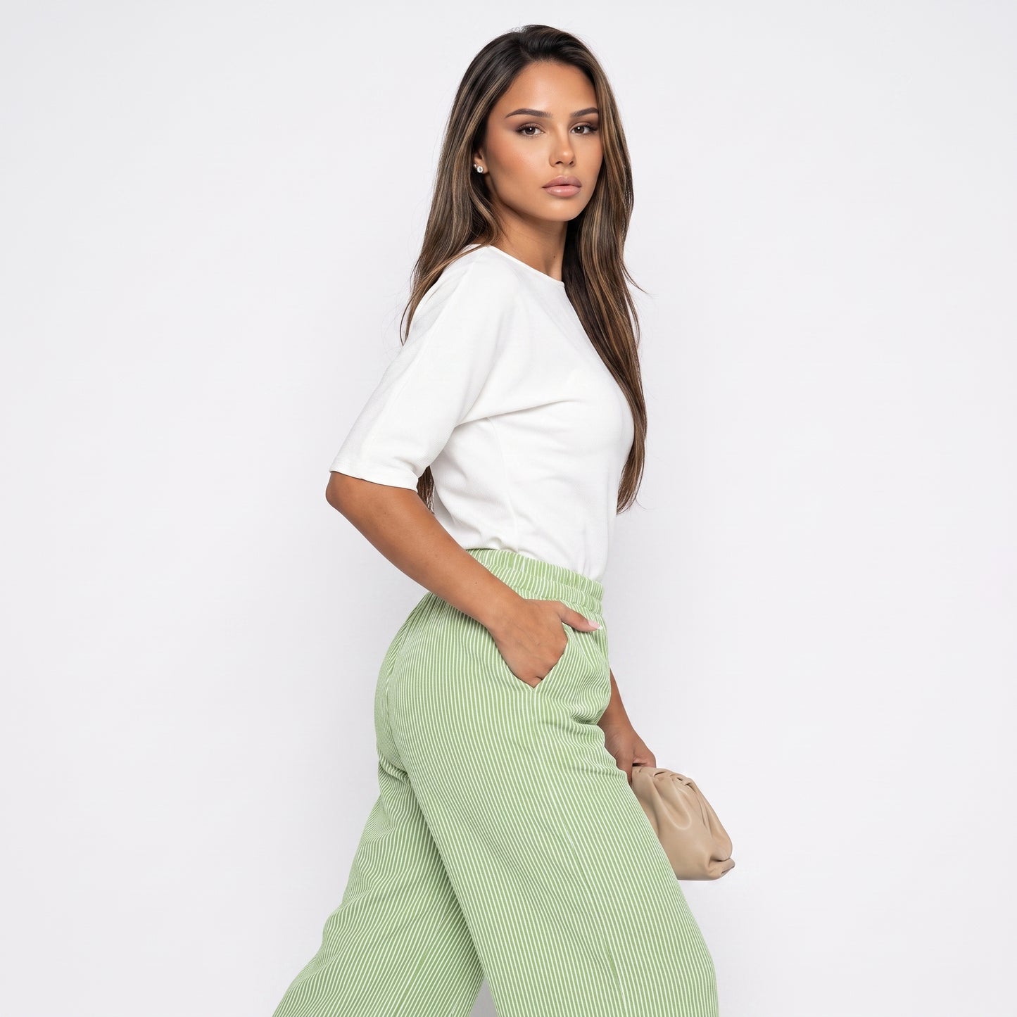 LETICIA | Pantalón de rayas de pierna ancha