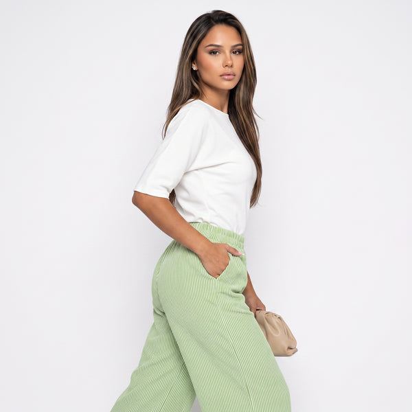 LETICIA | Pantalón de rayas de pierna ancha