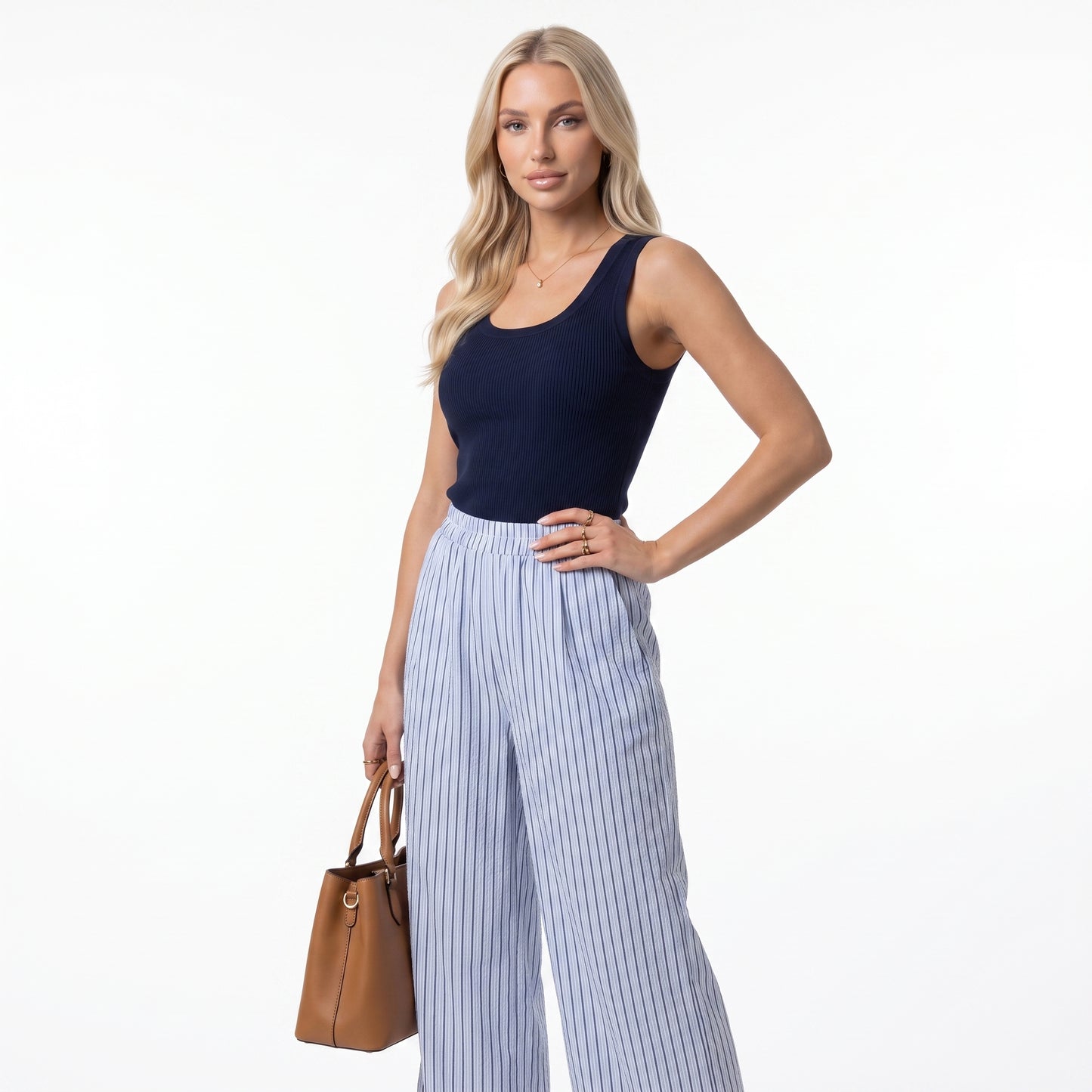 LEONOR | Pantalón de pierna ancha con rayas verticales