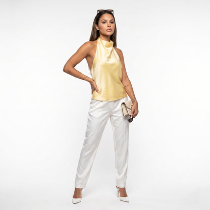 MARINA | Top halter de satén elegante