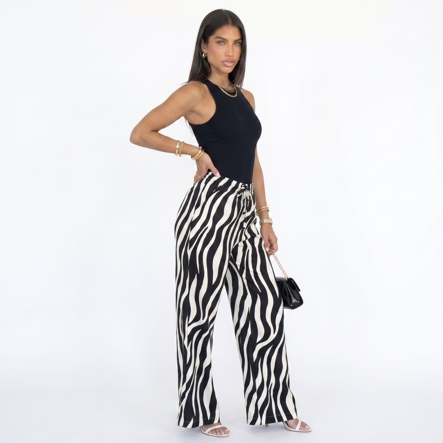 LIDIA | Pantalón elegante de pierna ancha estampado