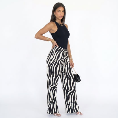 LIDIA | Pantalón elegante de pierna ancha estampado