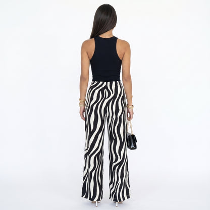 LIDIA | Pantalón elegante de pierna ancha estampado