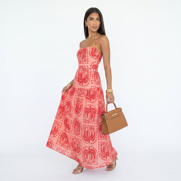 ISABELA | Vestido largo estampado de cuello halter