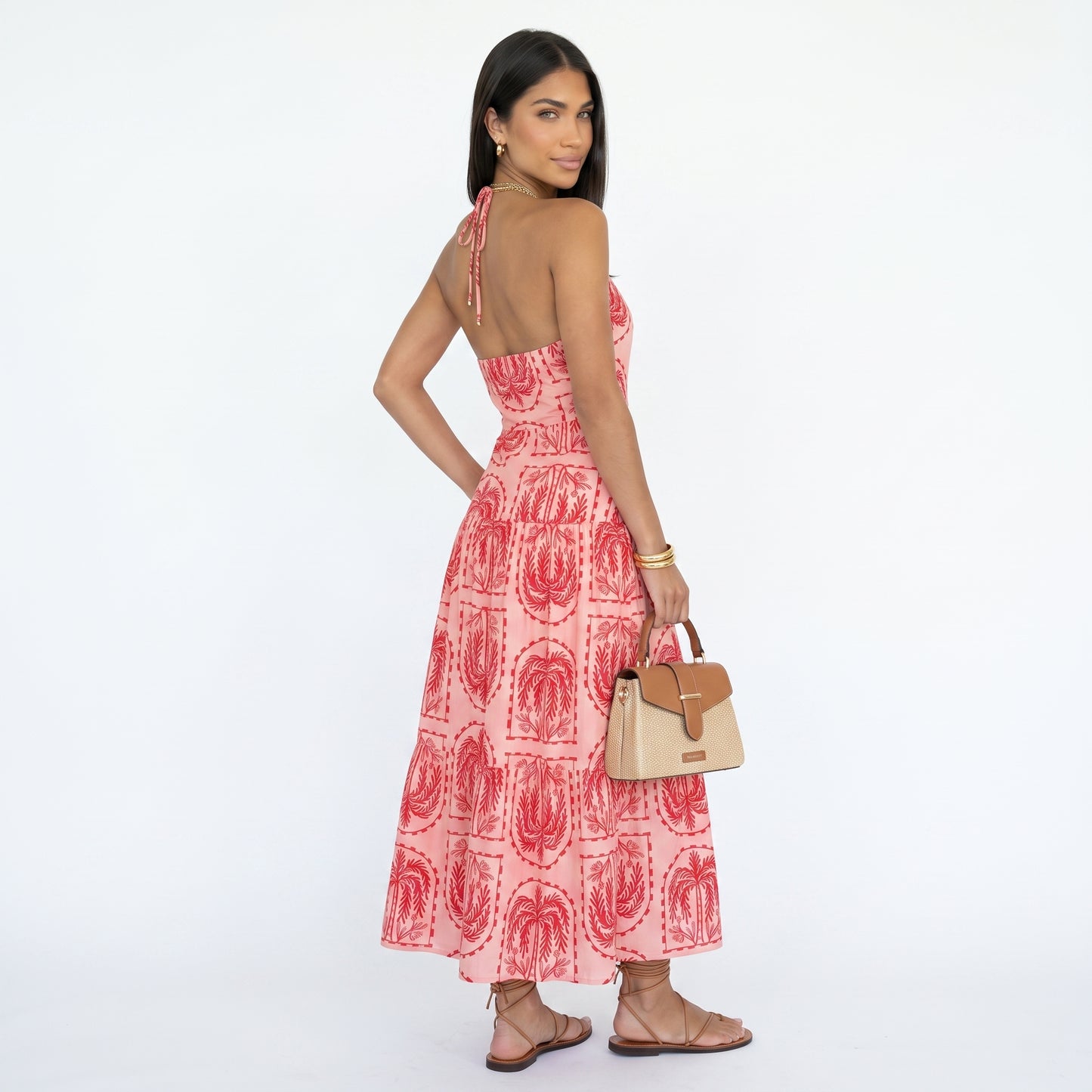 ISABELA | Vestido largo estampado de cuello halter