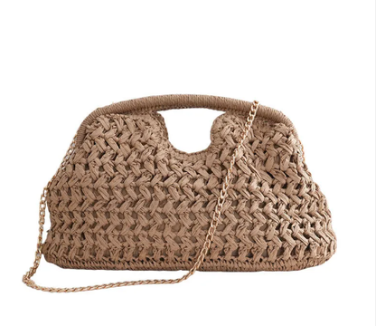 NOELIA | Bolso de rafia con cadena para verano