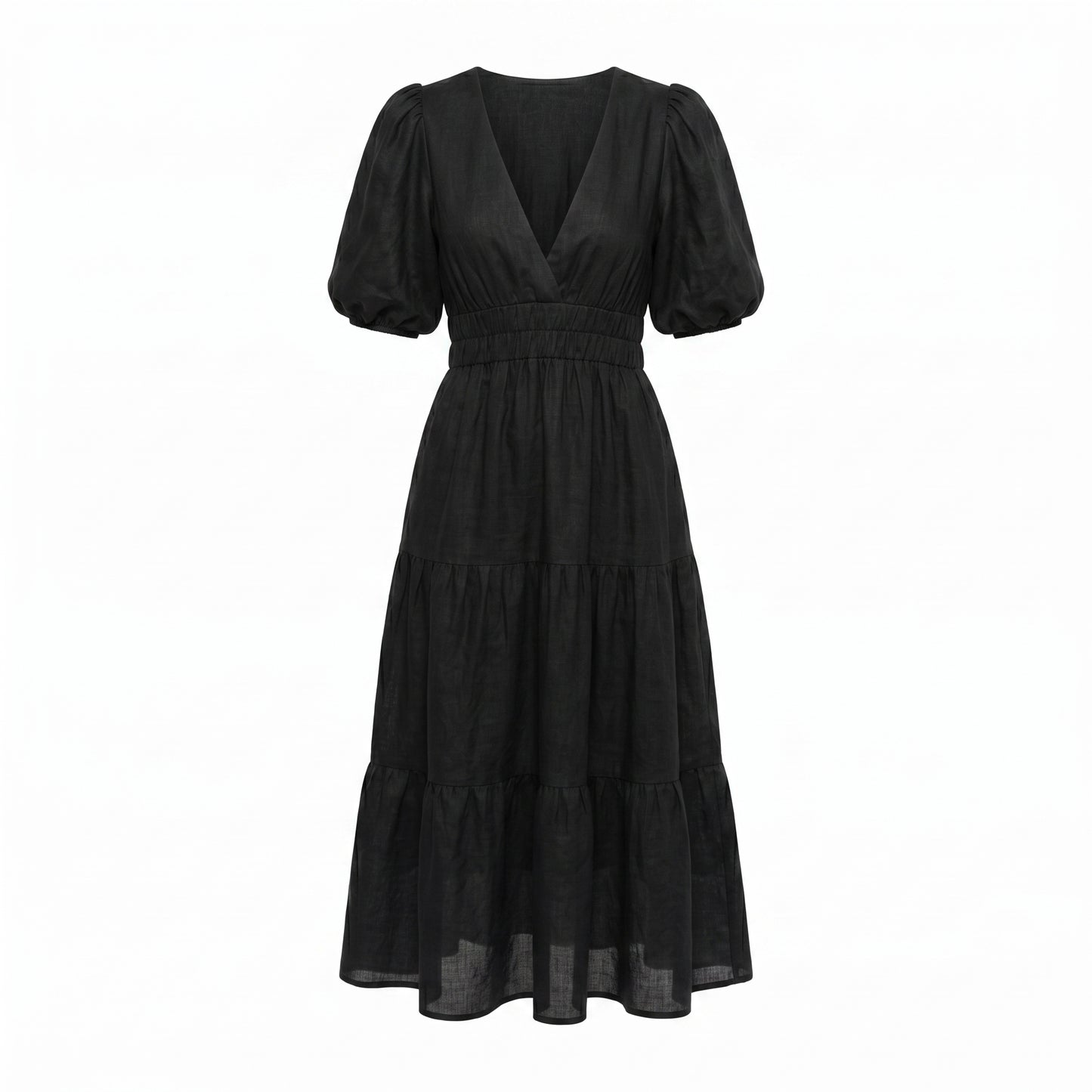 AMELIA | Vestido midi cruzado con volantes elegante