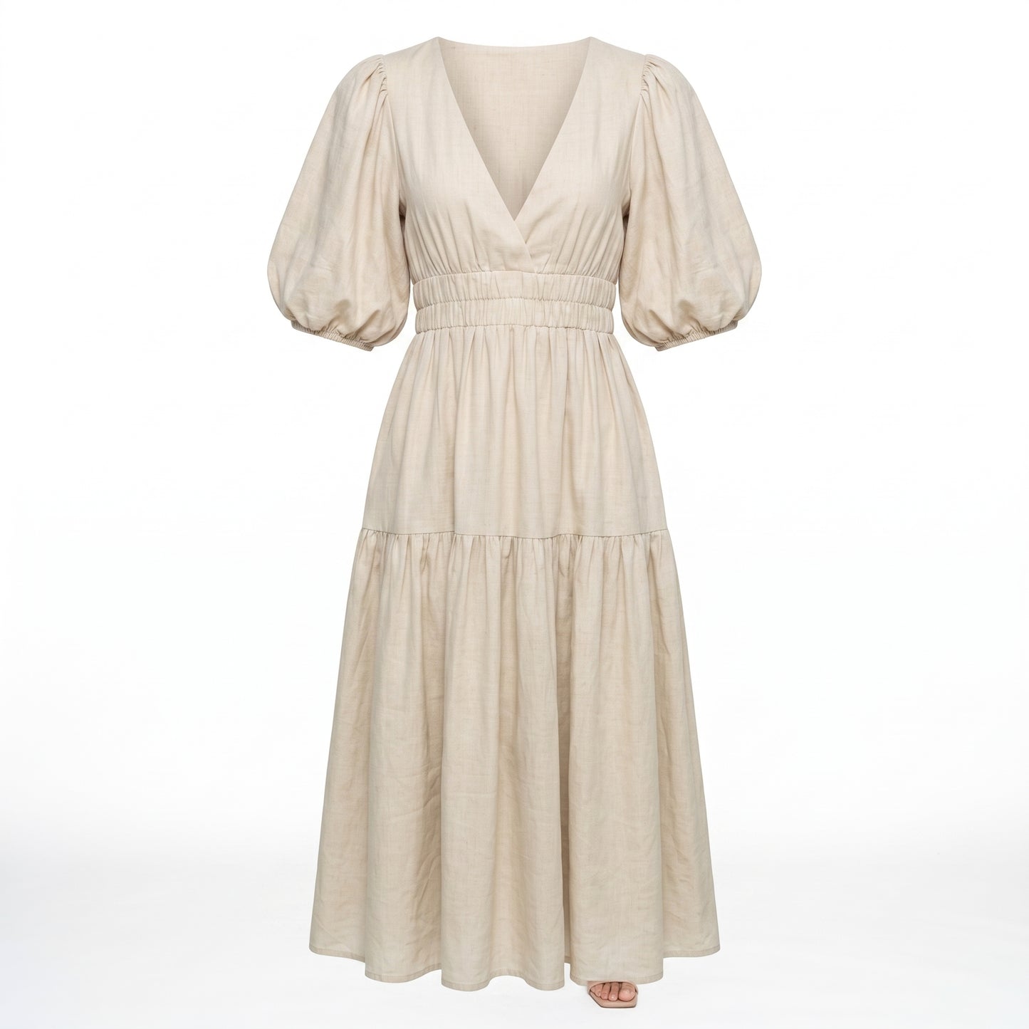 AMELIA | Vestido midi cruzado con volantes elegante