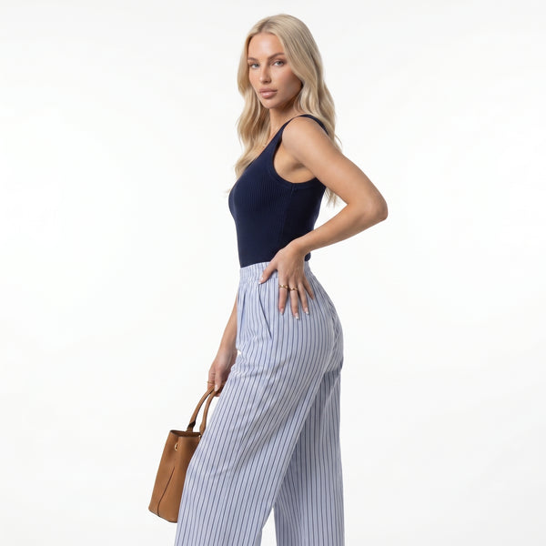LEONOR | Pantalón de pierna ancha con rayas verticales