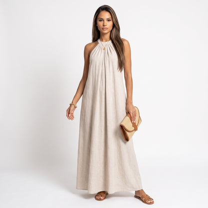 VALENTINA | Vestido largo de cuello halter elegante