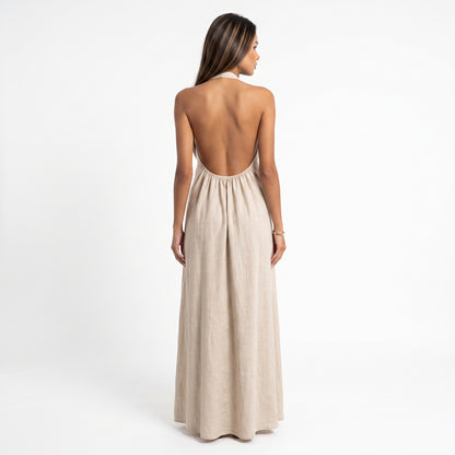VALENTINA | Vestido largo de cuello halter elegante