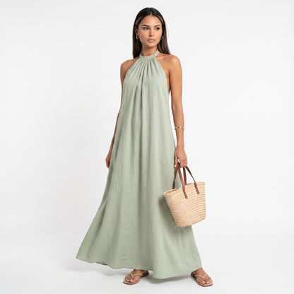 VALENTINA | Vestido largo de cuello halter elegante