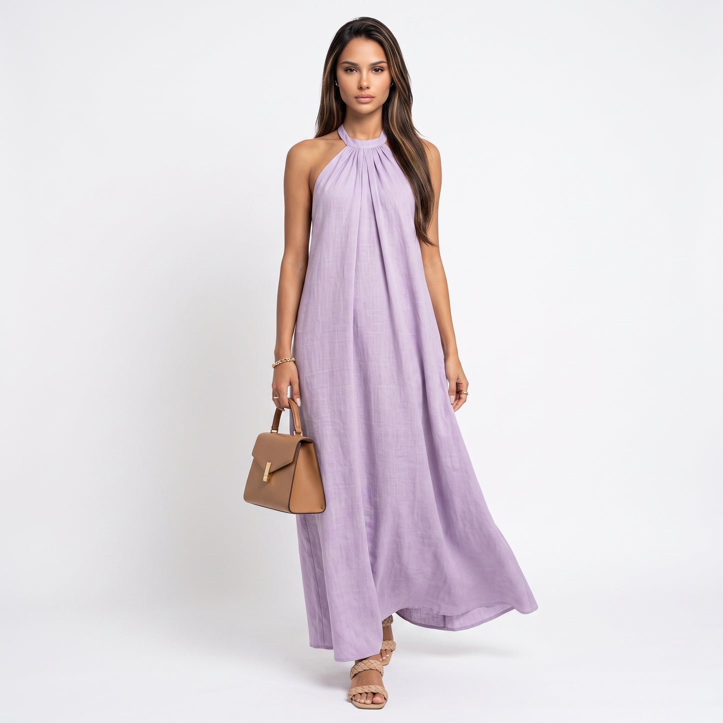 VALENTINA | Vestido largo de cuello halter elegante