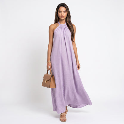 VALENTINA | Vestido largo de cuello halter elegante
