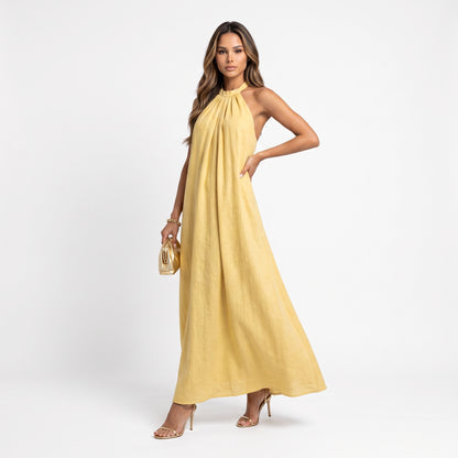VALENTINA | Vestido largo de cuello halter elegante