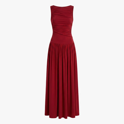 VICTORIA | Vestido largo fruncido sin mangas