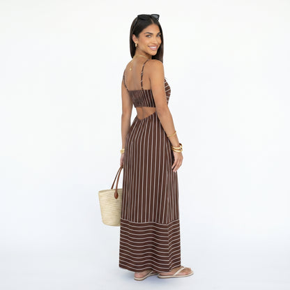 LUCÍA | Vestido largo de tirantes con estampado de rayas